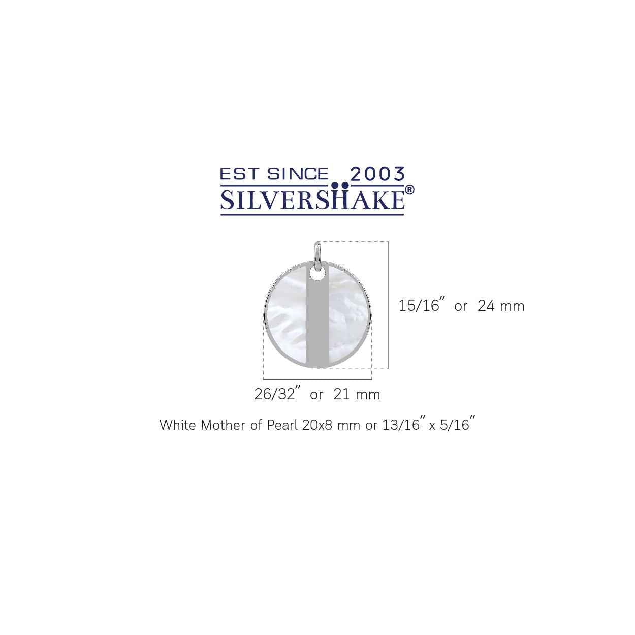 Mother Of Pearl Inlay White Gold Plated 925 Sterling Silver Modern Style Circle Disc Pendant