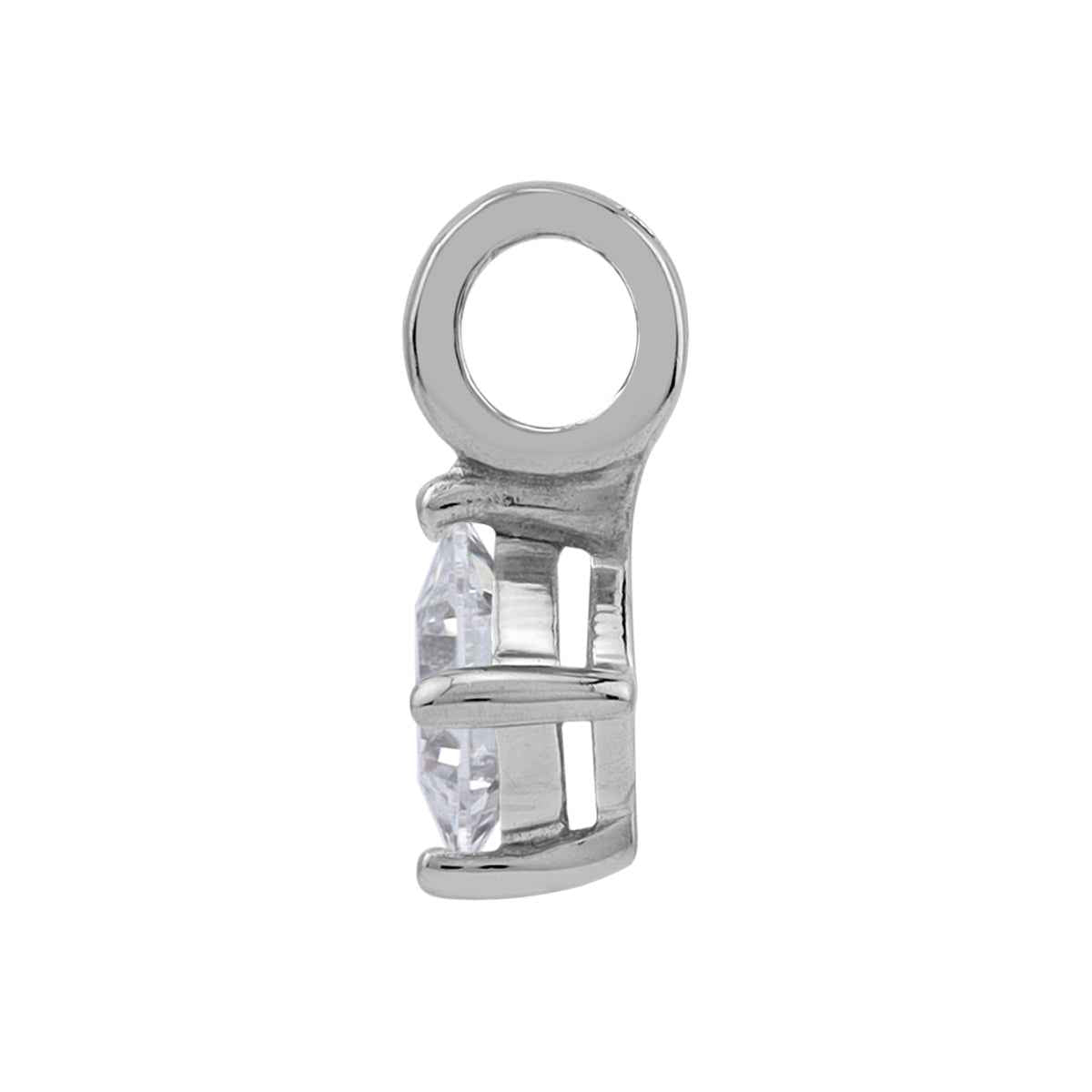 Petite 4MM Square Shape Cubic Zirconia White Gold Plated 925 Sterling Silver Minimalist Trendy Chic Geometric Solitaire Pendant