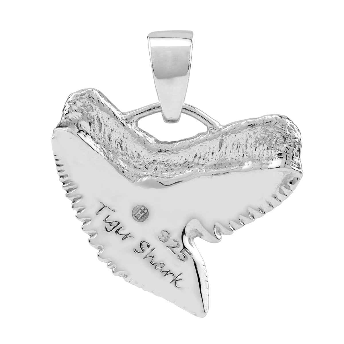 925 Sterling Silver Fashion Tiger Shark Tooth Sealife Divers Casual Pendant