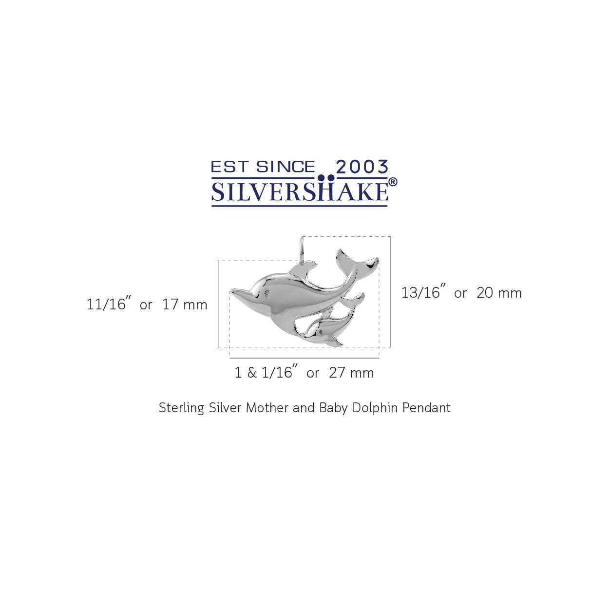 White Gold Plated 925 Sterling Silver Dolphin Sealife Casual Pendant