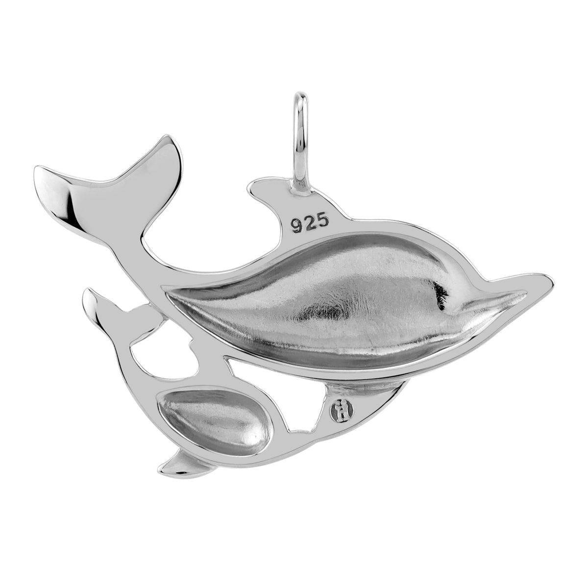 White Gold Plated 925 Sterling Silver Dolphin Sealife Casual Pendant