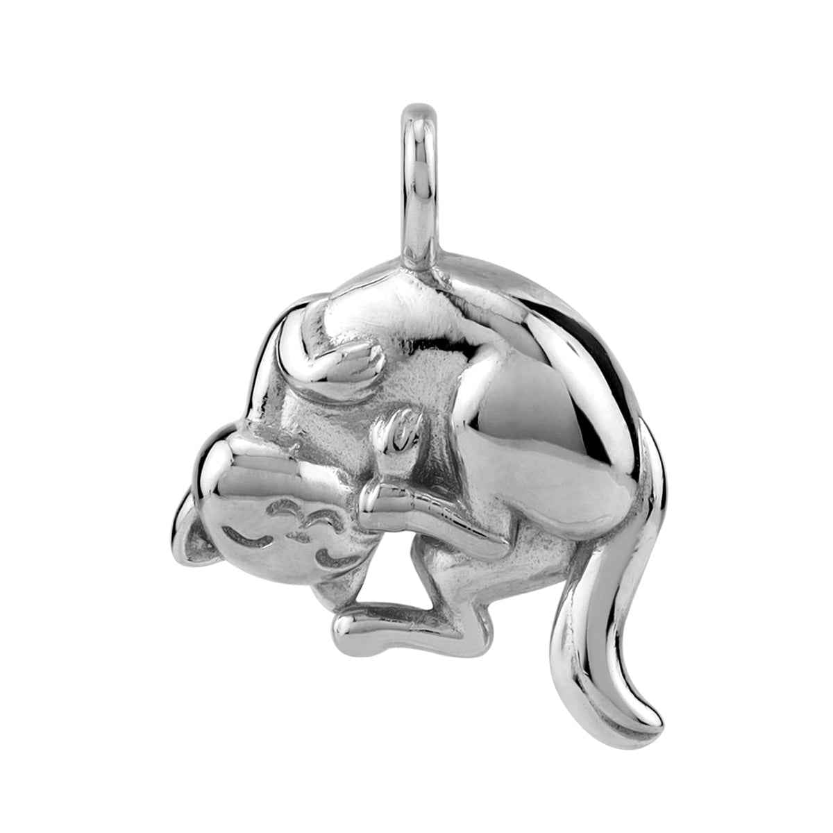 White Gold Plated 925 Sterling Silver Cat Pet Casual Charm Pendant