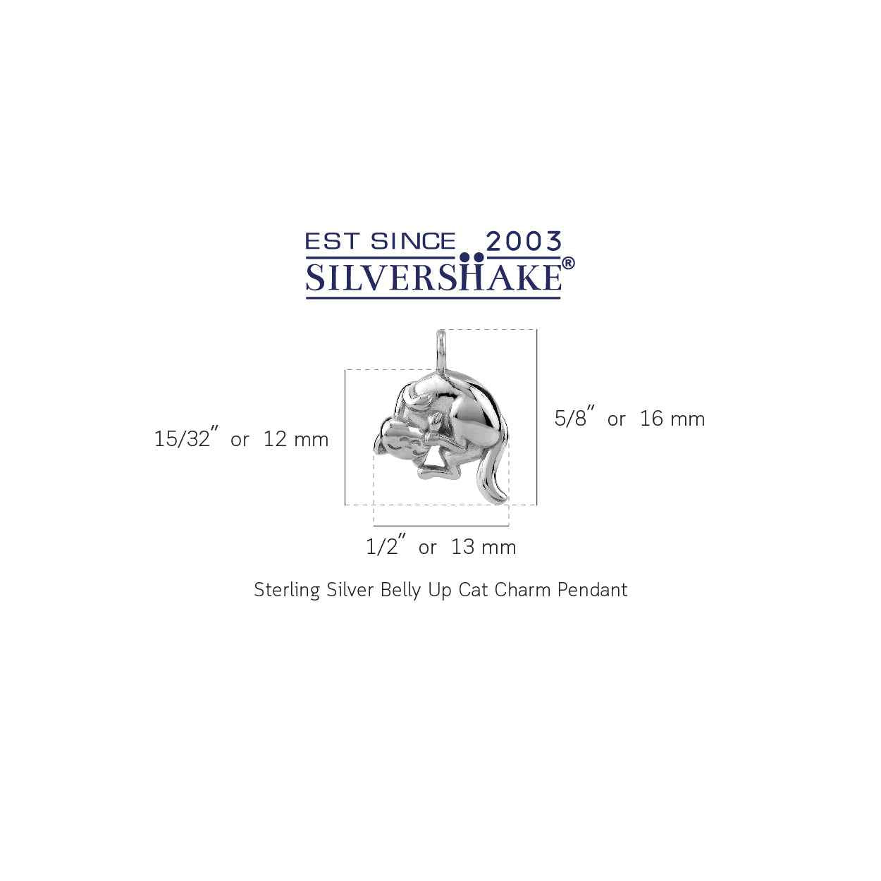 White Gold Plated 925 Sterling Silver Cat Pet Casual Charm Pendant