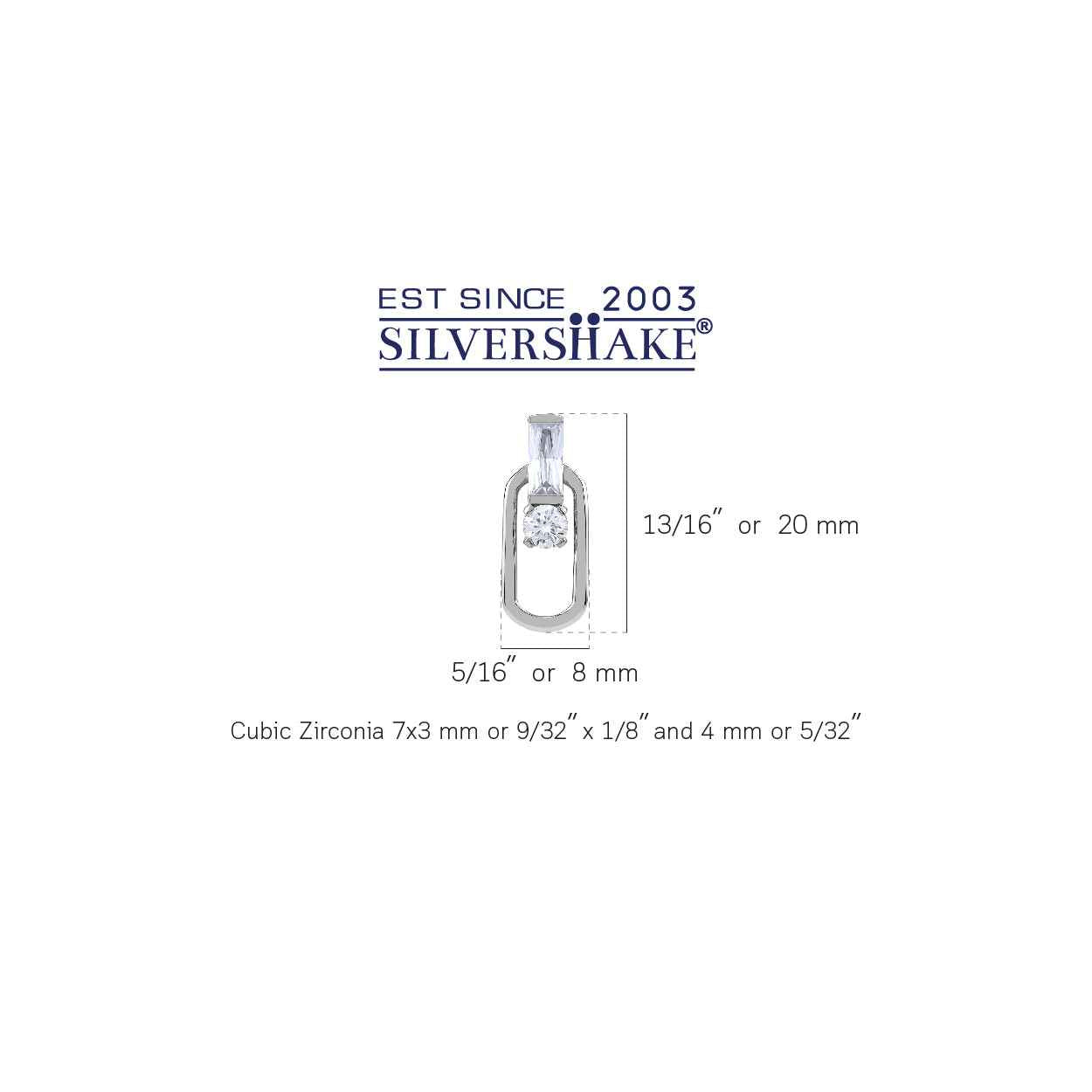 Cubic Zirconia White Gold Plated 925 Sterling Silver Geometric Fashion Modern Style Pendant