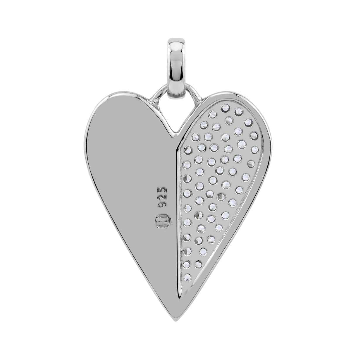 Pink Mother of Pearl Inlay and Cubic Zirconia White Gold Plated 925 Sterling Silver Heart Casual Love Pendant