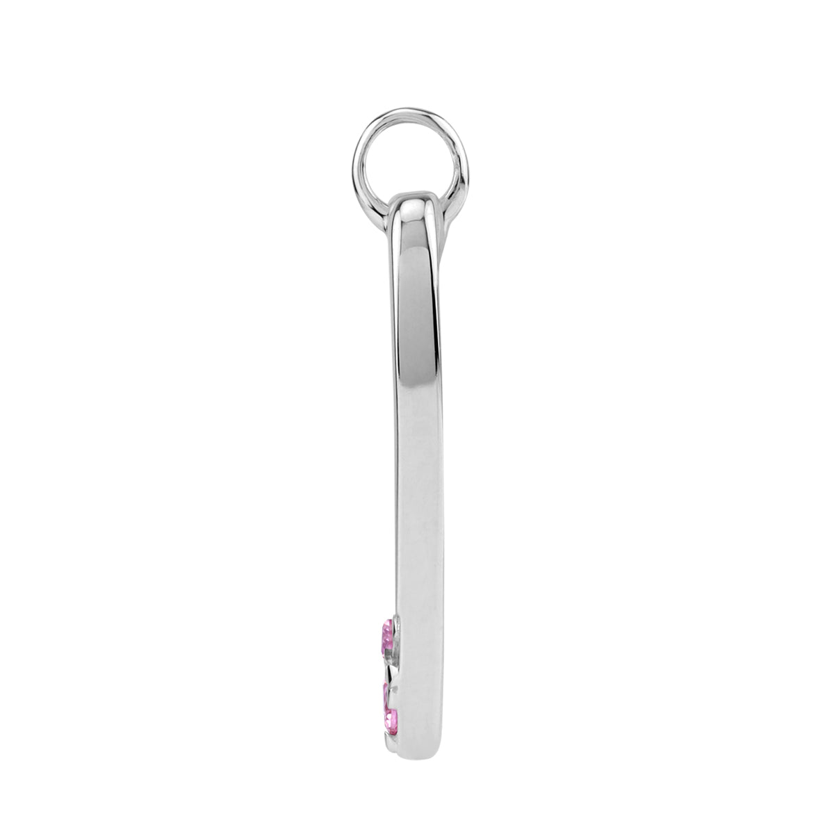 Created Pink Tourmaline White Gold Plated 925 Sterling Silver Heart Casual Love Trendy Chic Pendant