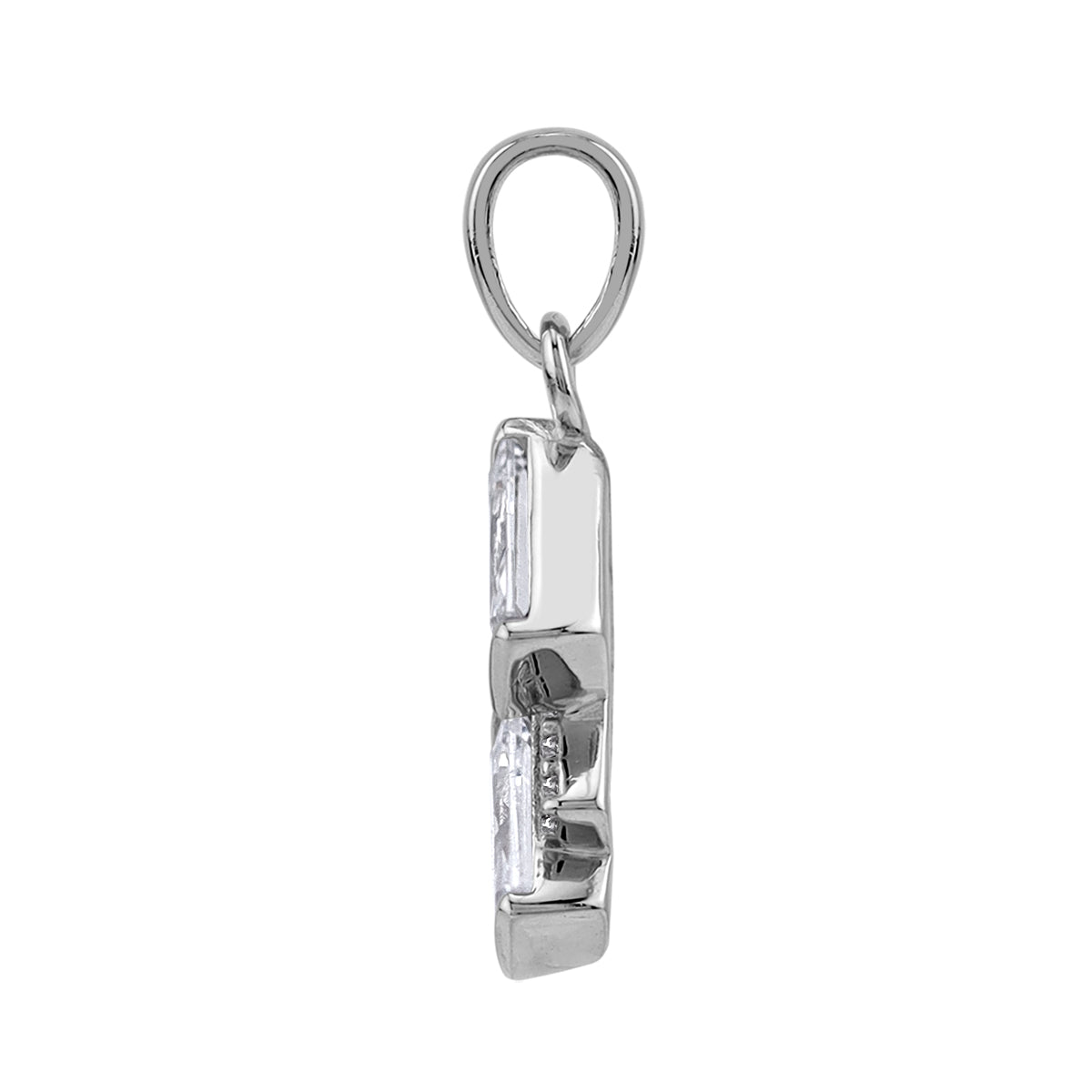 Baguette Shape Cubic Zirconia White Gold Plated 925 Sterling Silver Minimalist Trendy Chic Geometric Pendant
