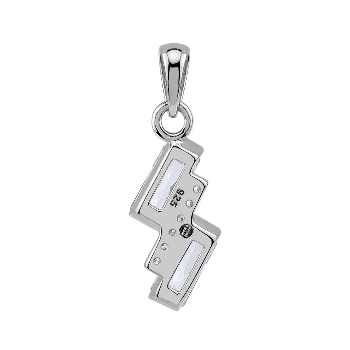 Baguette Shape Cubic Zirconia White Gold Plated 925 Sterling Silver Minimalist Trendy Chic Geometric Pendant