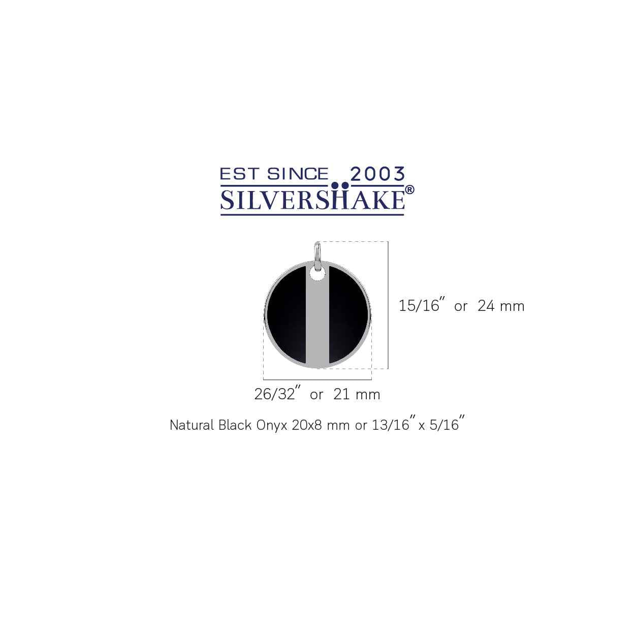 Natural Black Onyx Inlay White Gold Plated 925 Sterling Silver Modern Style Circle Disc Pendant