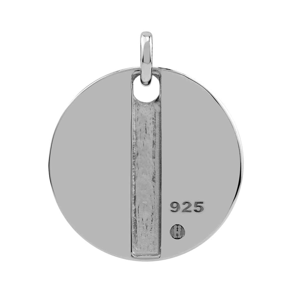 Natural Black Onyx Inlay White Gold Plated 925 Sterling Silver Modern Style Circle Disc Pendant