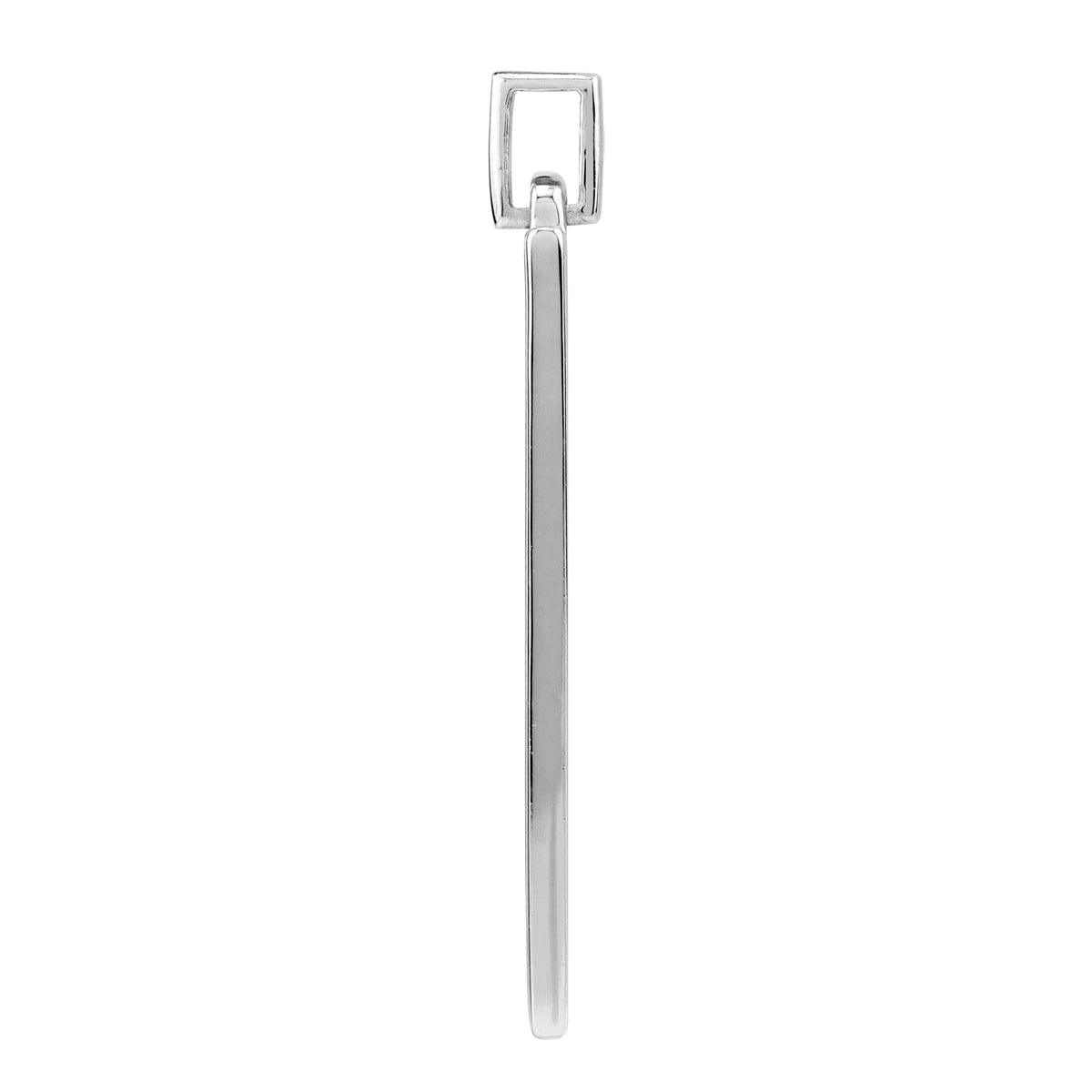 Mother Of Pearl Inlay White Gold Plated 925 Sterling Silver Minimalist Trendy Vertical Long Bar Pendant