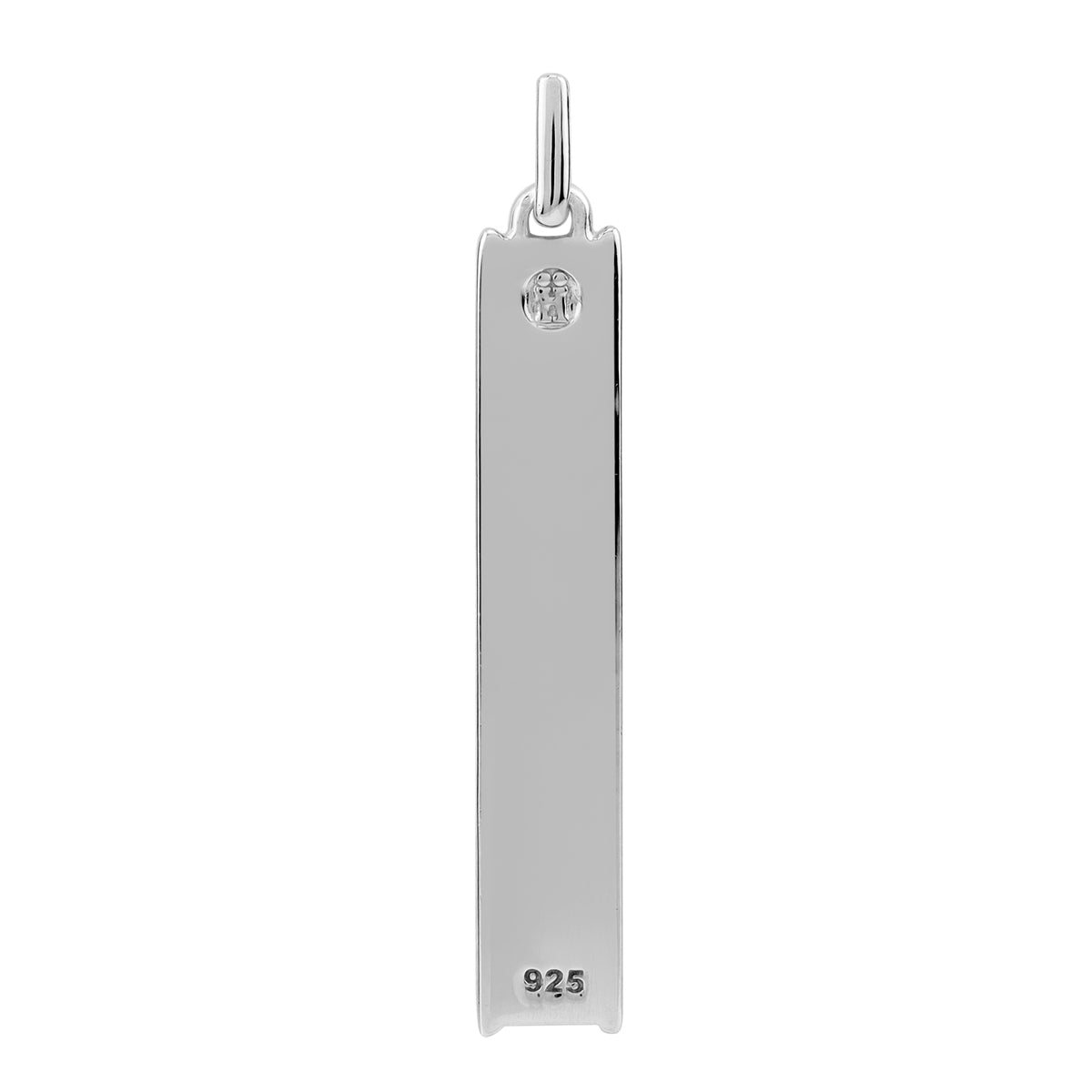 Mother Of Pearl Inlay White Gold Plated 925 Sterling Silver Minimalist Trendy Vertical Long Bar Pendant