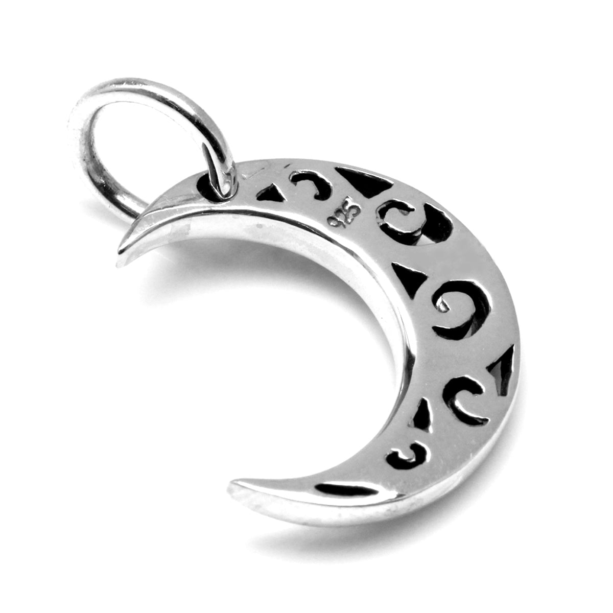 925 Sterling Silver Waning Crescent Moon Filigree Pendant with 1mm 18" Venetian Box Chain Necklace silvershake