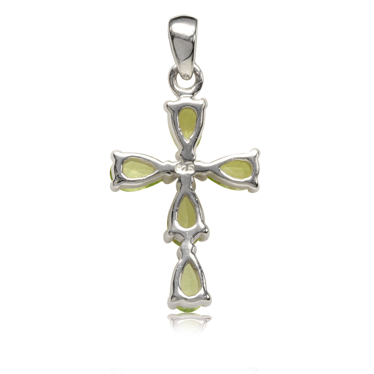1.05ct Natural Peridot White Gold Plated 925 Sterling Silver Cross Pendant w/ 18 Inch Chain Necklace silvershake