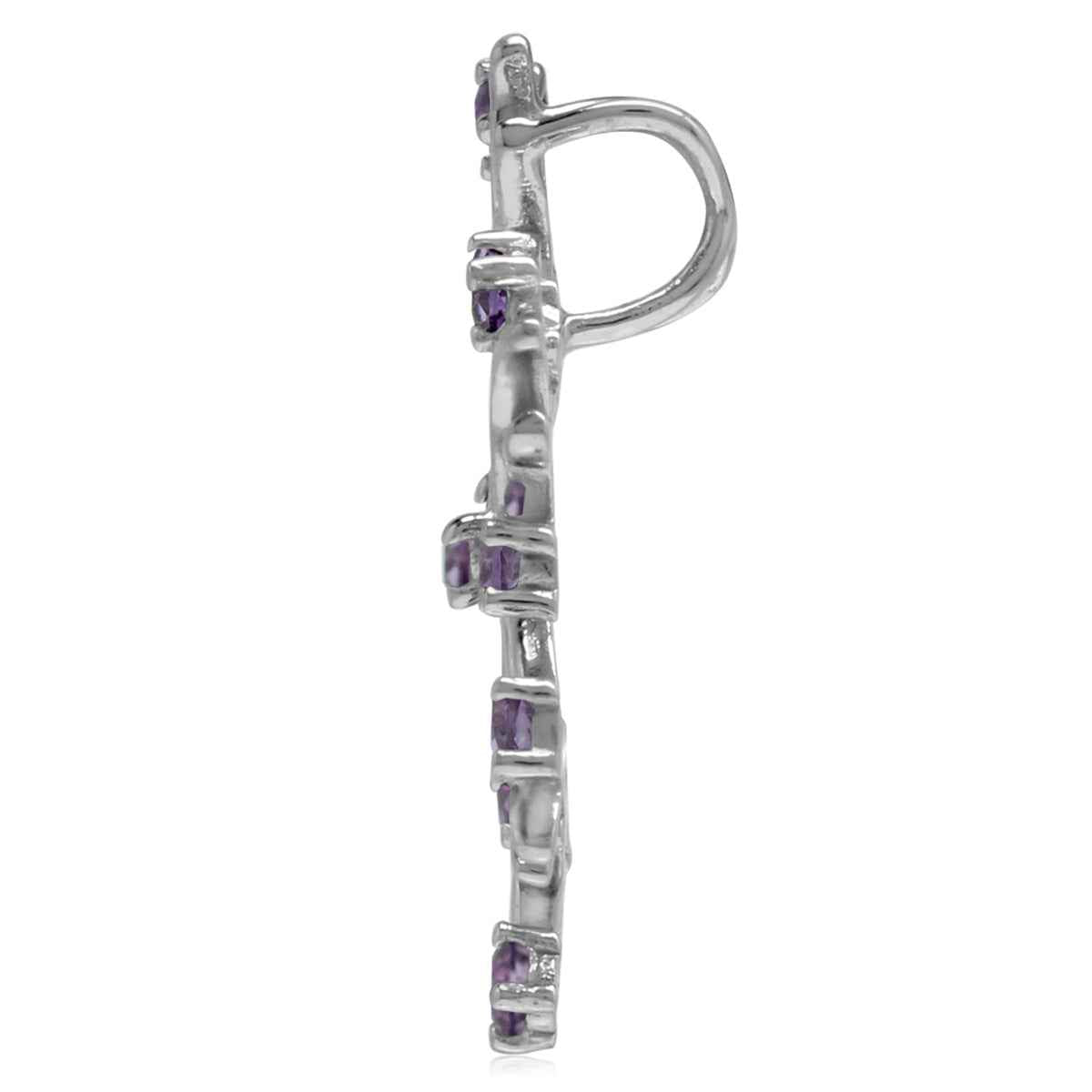 Natural Amethyst 925 Sterling Silver Snowflake Pendant with 18 Inch Chain Necklace
