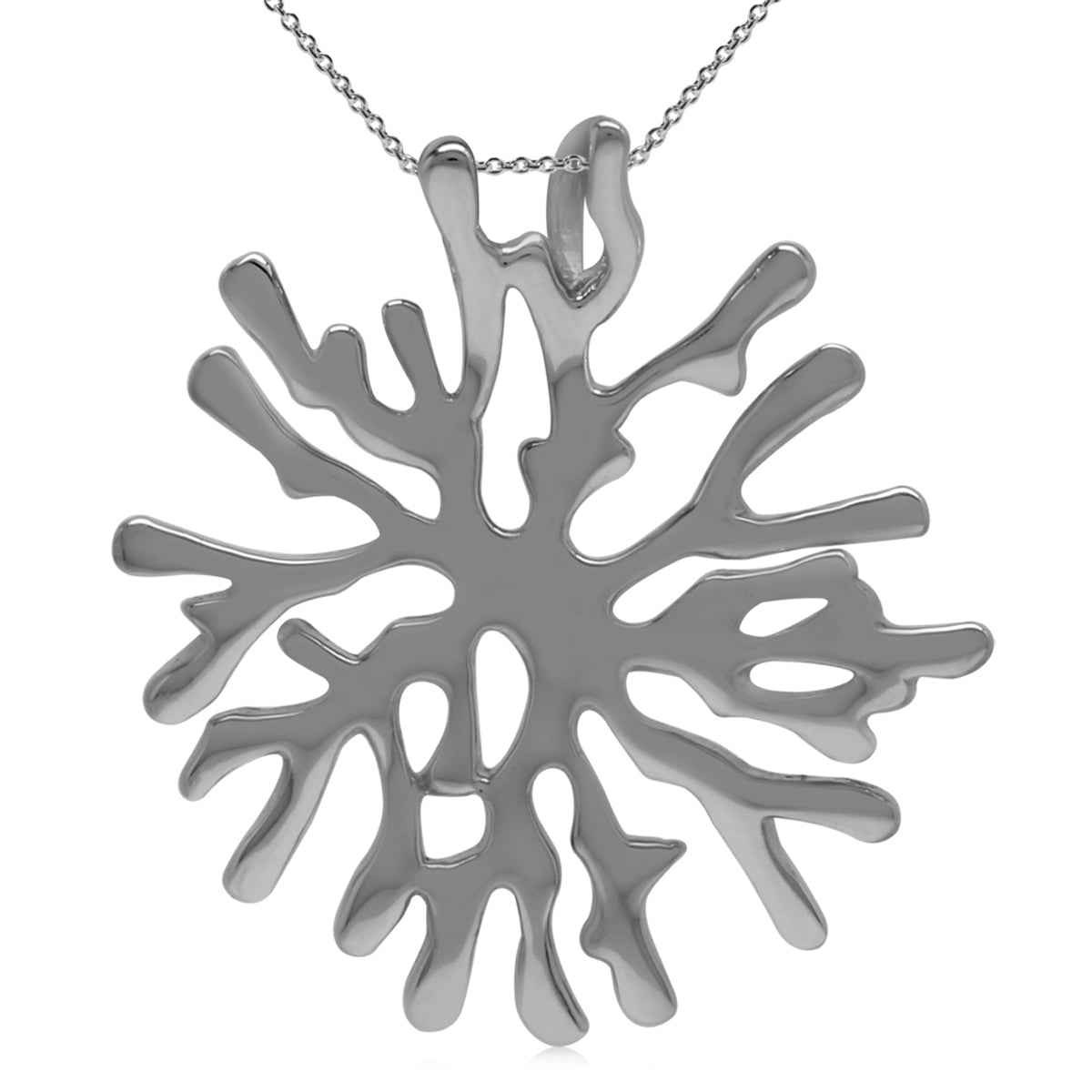 28mmx25mm 925 Sterling Silver Coral Inspired Pendant with 18 Inch Chain Necklace