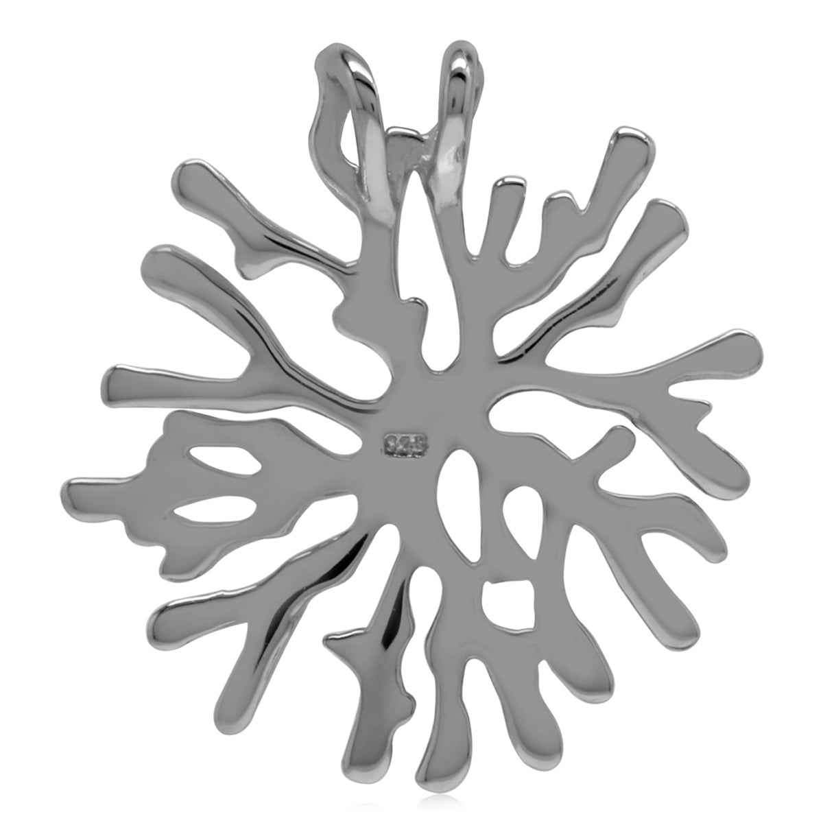 28mmx25mm 925 Sterling Silver Coral Inspired Pendant with 18 Inch Chain Necklace