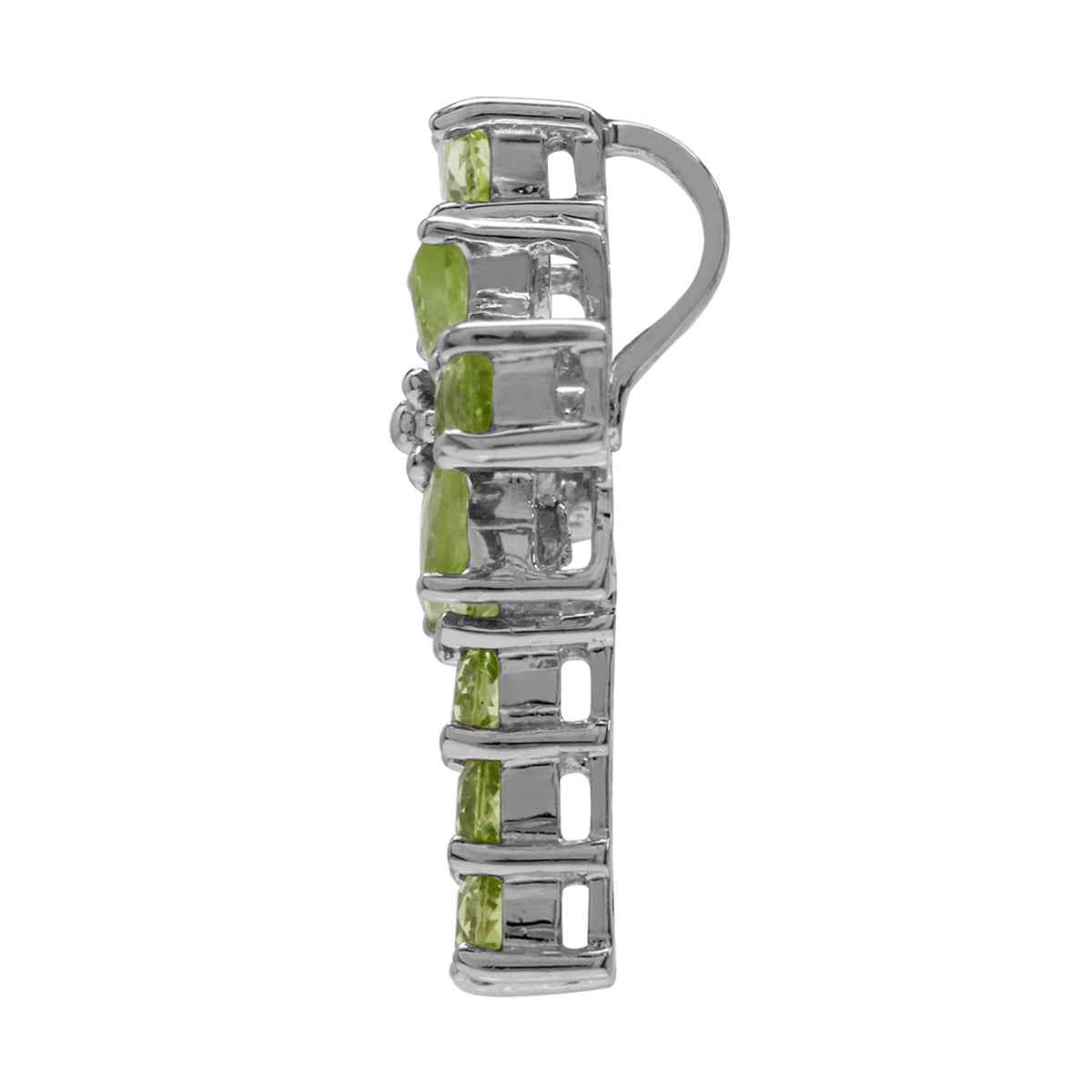 1.06ct. Natural Peridot White Gold Plated 925 Sterling Silver Cross Pendant with 18 Inch Chain Necklace