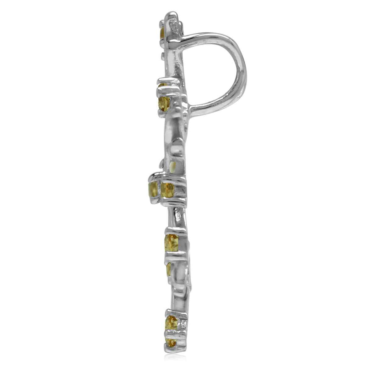 Natural Citrine 925 Sterling Silver Snowflake Pendant with 18 Inch Chain Necklace