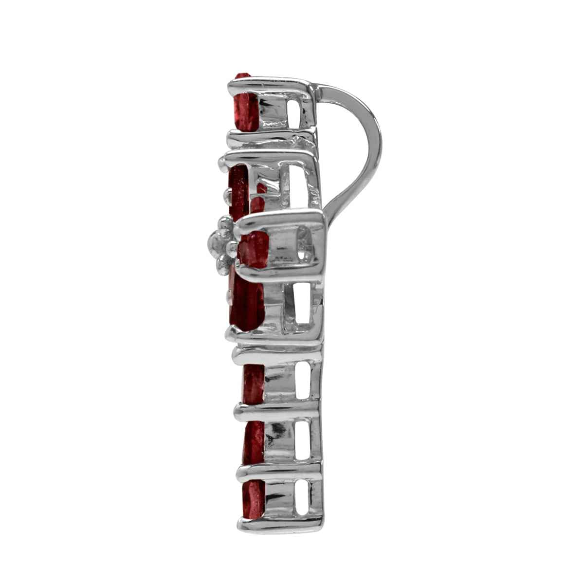 1.2ct. Natural Garnet White Gold Plated 925 Sterling Silver Cross Pendant with 18 Inch Chain Necklace