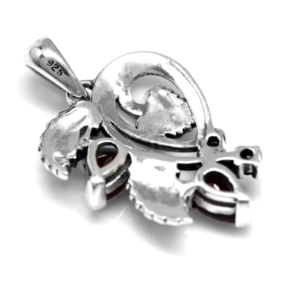 1.16ct. Natural Garnet 925 Sterling Silver Leaf Vintage Style Pendant with 18 Inch Chain Necklace