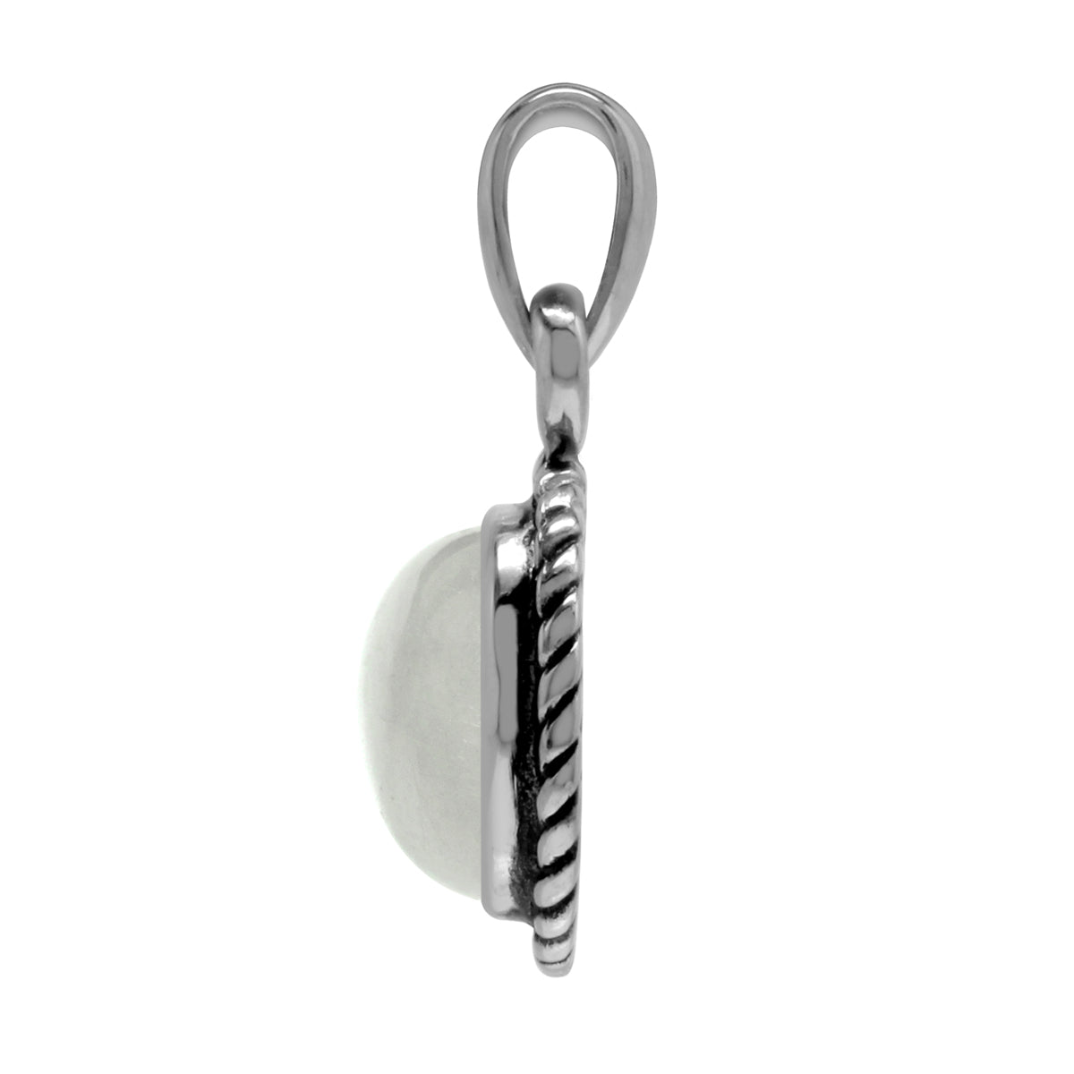 Natural Moonstone 925 Sterling Silver Rope Solitaire Pendant w/ 18 Inch Chain Necklace silvershake