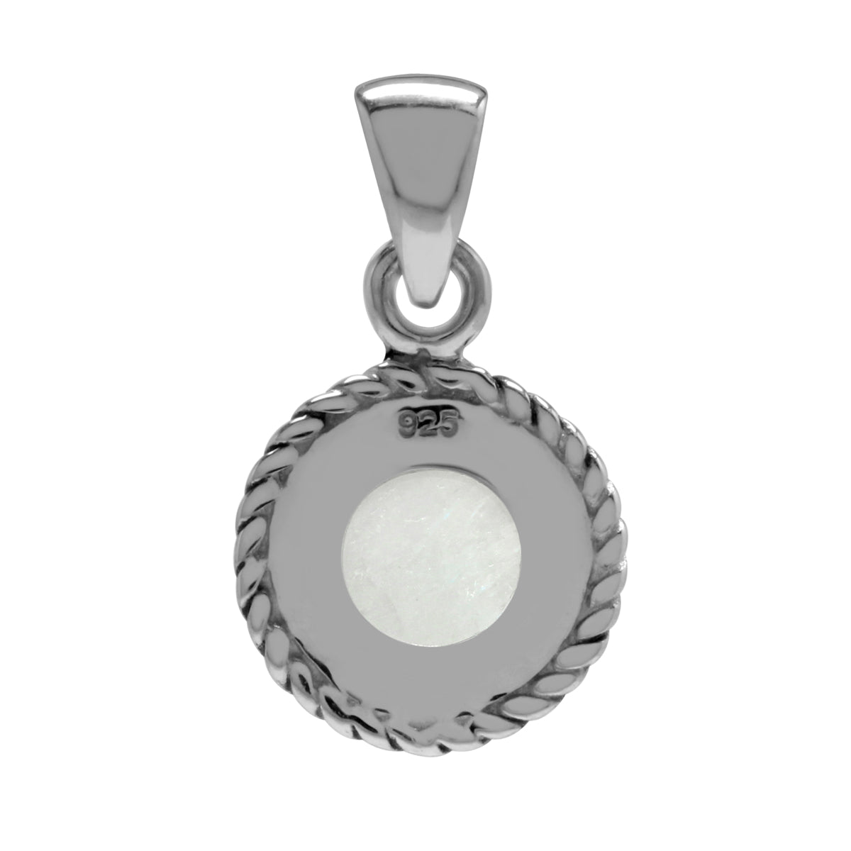 Natural Moonstone 925 Sterling Silver Rope Solitaire Pendant w/ 18 Inch Chain Necklace silvershake
