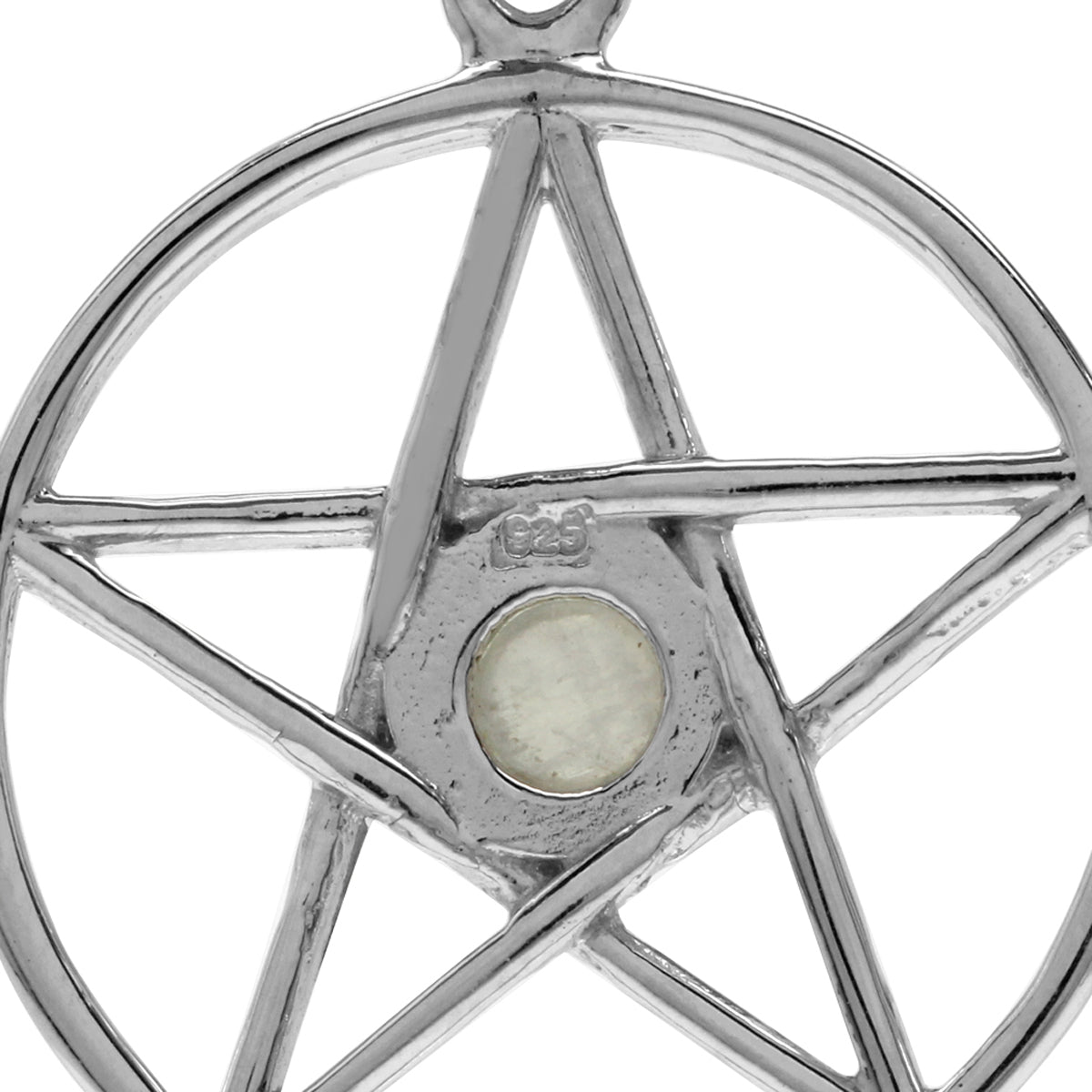 Natural Moonstone 925 Sterling Silver Wiccan Pentagram Star Pendant w/ 18 Inch Chain Necklace silvershake