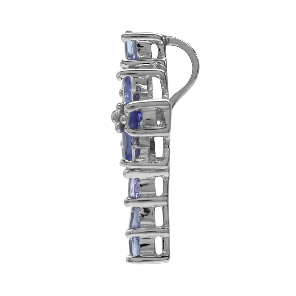 1.1ct. Genuine Tanzanite White Gold Plated 925 Sterling Silver Cross Pendant with 18 Inch Chain Necklace