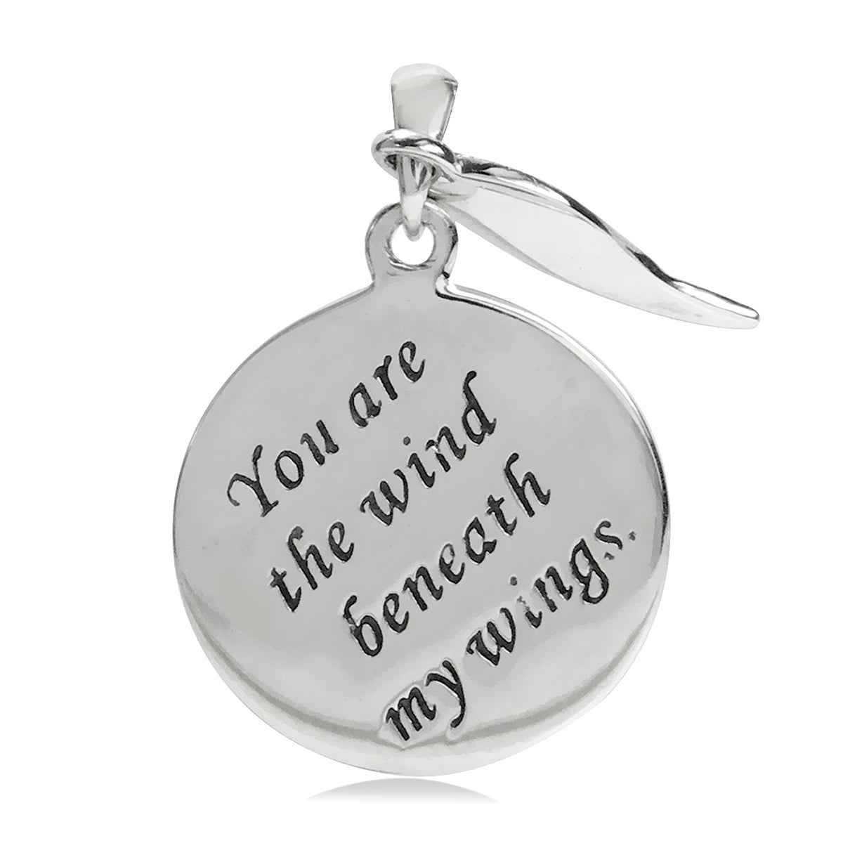 925 Sterling Silver You Are The Wind Beneath My Wings Circle Pendant with 18 Inch Chain Necklace