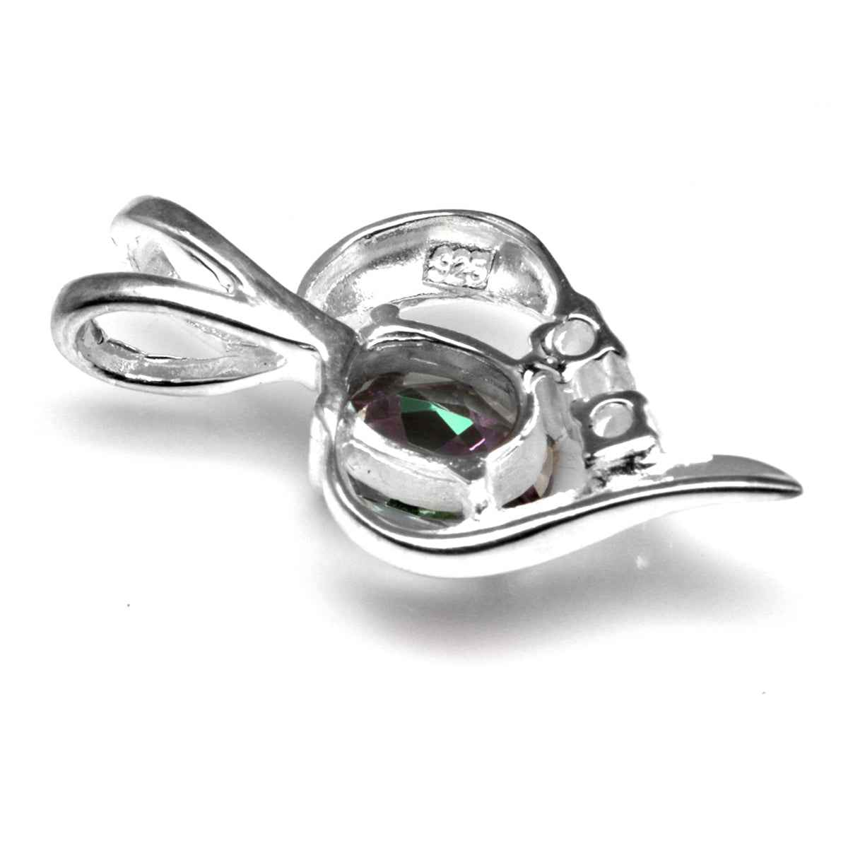 Mystic Fire Topaz 925 Sterling Silver Modern Heart Pendant with 18 Inch Chain Necklace
