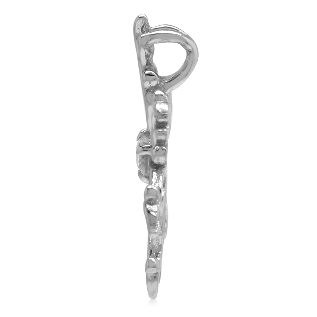 Natural White Sapphire 925 Sterling Silver Snowflake Pendant with 18 Inch Chain Necklace