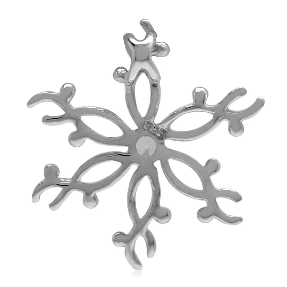 Natural White Sapphire 925 Sterling Silver Snowflake Pendant with 18 Inch Chain Necklace