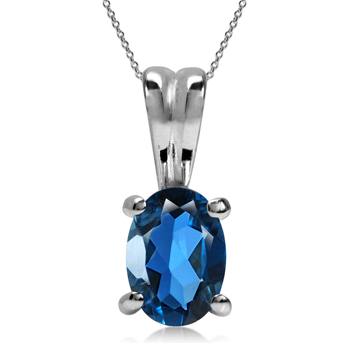 Genuine London Blue Topaz 925 Sterling Silver Solitaire Pendant w/ 18 Inch Chain Necklace silvershake