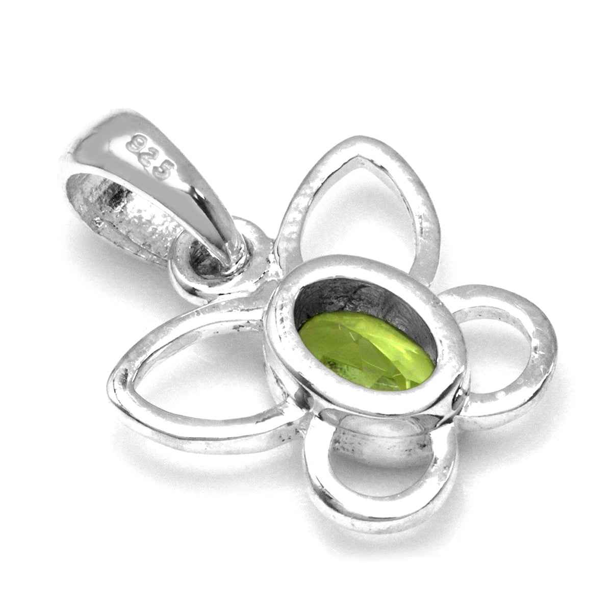 Natural Peridot 925 Sterling Silver Butterfly Solitaire Pendant with 18 Inch Chain Necklace
