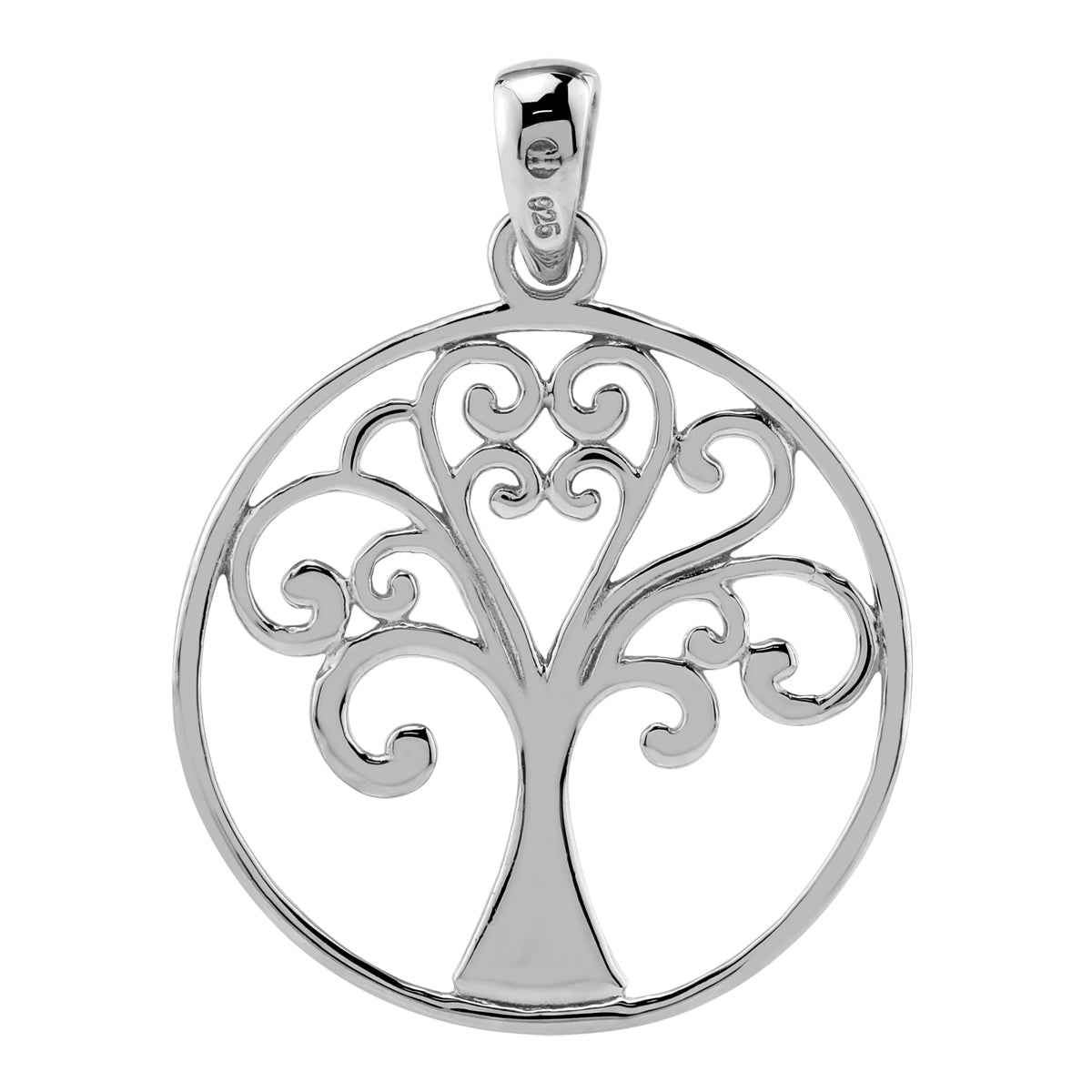 22mm 925 Sterling Silver Tree of Life Pendant with 18 Inch Chain Necklace