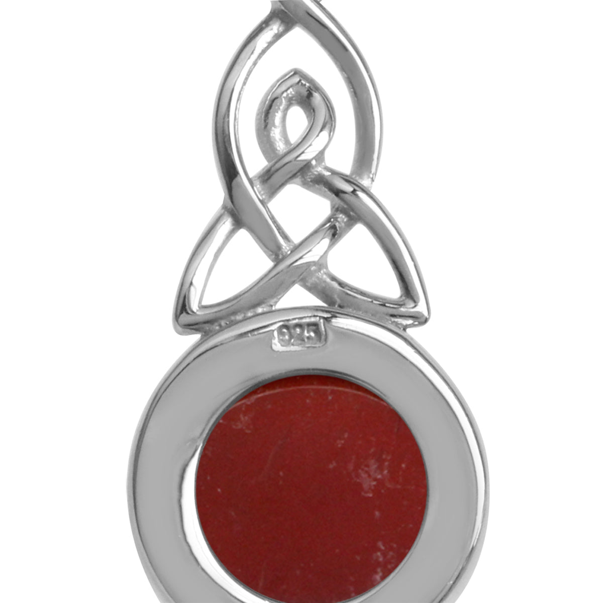 8MM Genuine Carnelian 925 Sterling Silver Triquetra Celtic Knot Pendant w/ 18 Inch Chain Necklace silvershake
