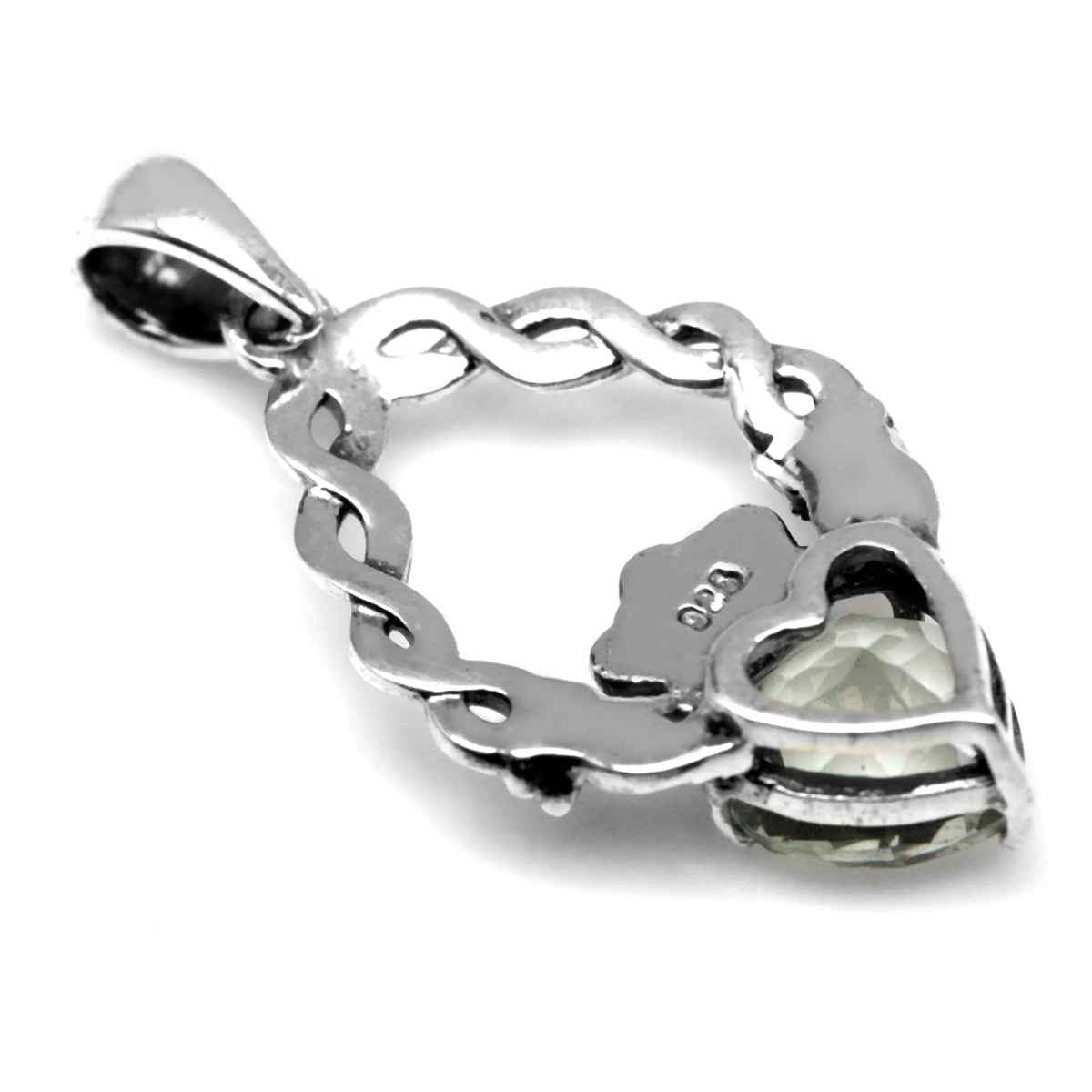 1.19ct. Natural Green Amethyst 925 Sterling Silver Claddagh Pendant with 18 Inch Chain Necklace
