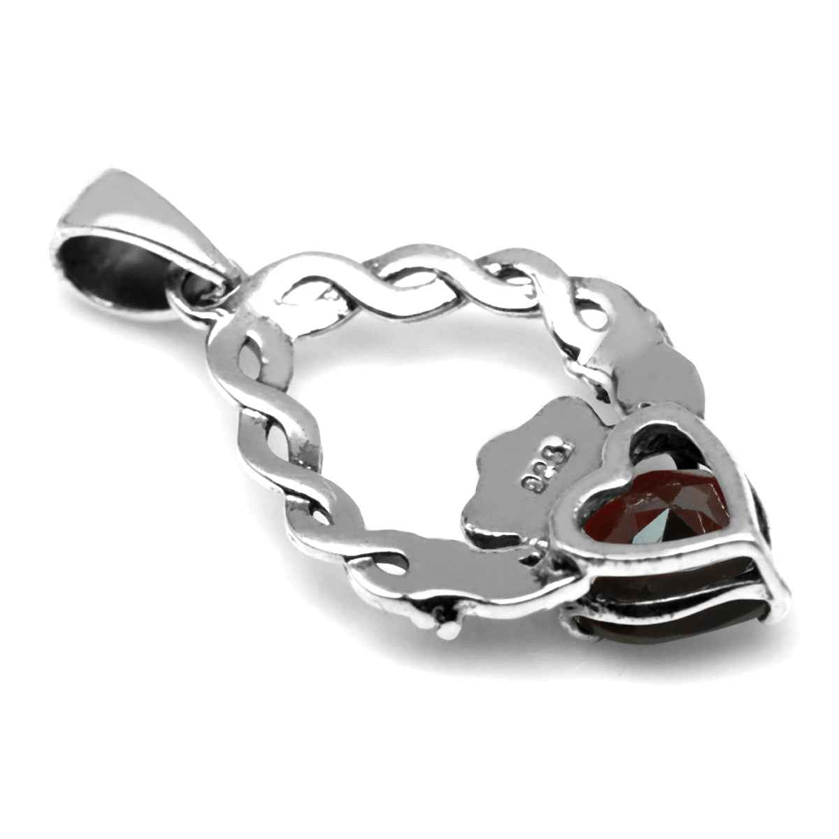 1.38ct. Natural Heart Shape Garnet 925 Sterling Silver Claddagh Pendant with 18 Inch Chain Necklace