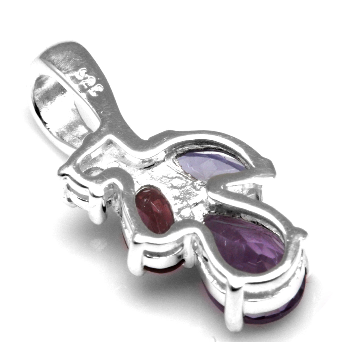Natural Amethyst, Iolite, Rhodolite Garnet & Tanzanite 925 Sterling Silver Pendant w/ 18" Necklace silvershake