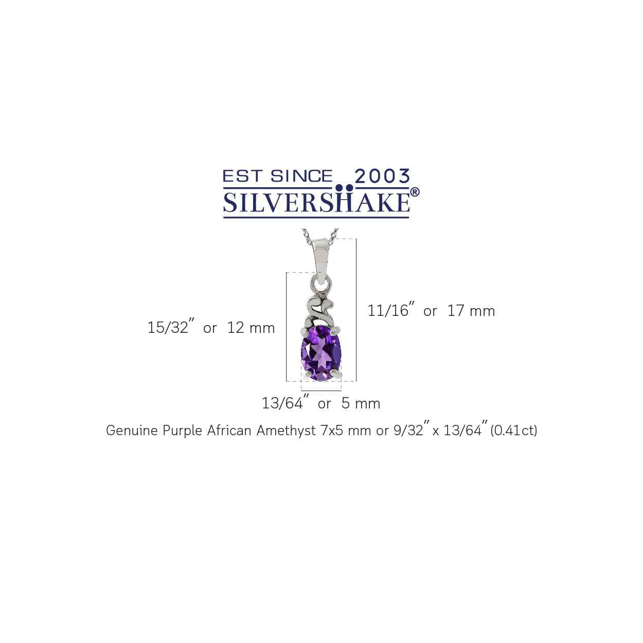 Natural African Amethyst 925 Sterling Silver Victorian Solitaire Pendant with 18 Inch Chain Necklace