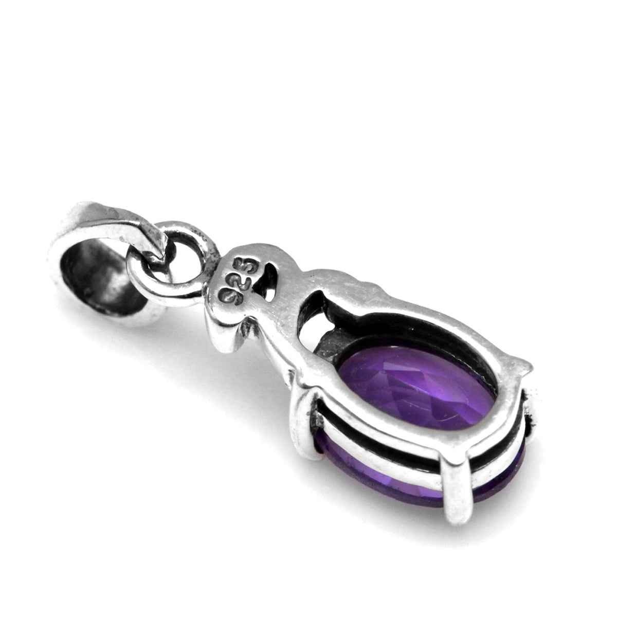 Natural African Amethyst 925 Sterling Silver Victorian Solitaire Pendant with 18 Inch Chain Necklace
