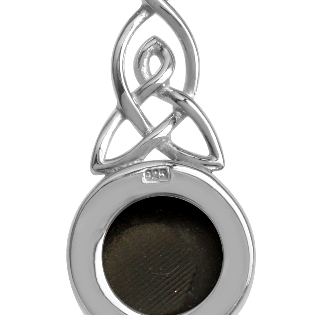 Created Black Onyx 925 Sterling Silver Triquetra Celtic Knot Pendant w/ 18 Inch Chain Necklace silvershake