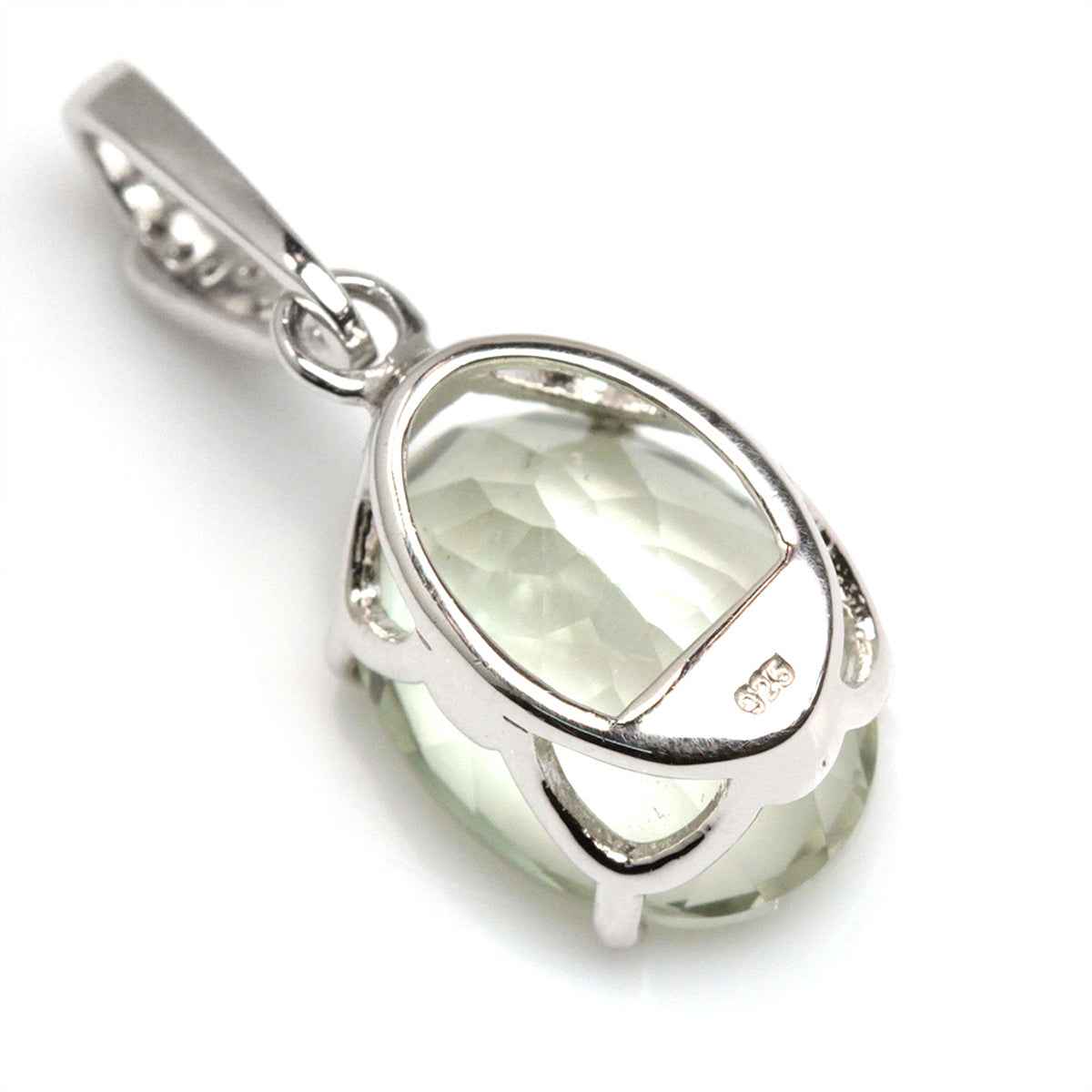 4.26ct. Natural Green Amethyst White Gold Plated 925 Sterling Silver Pendant with 18 Inch Chain Necklace