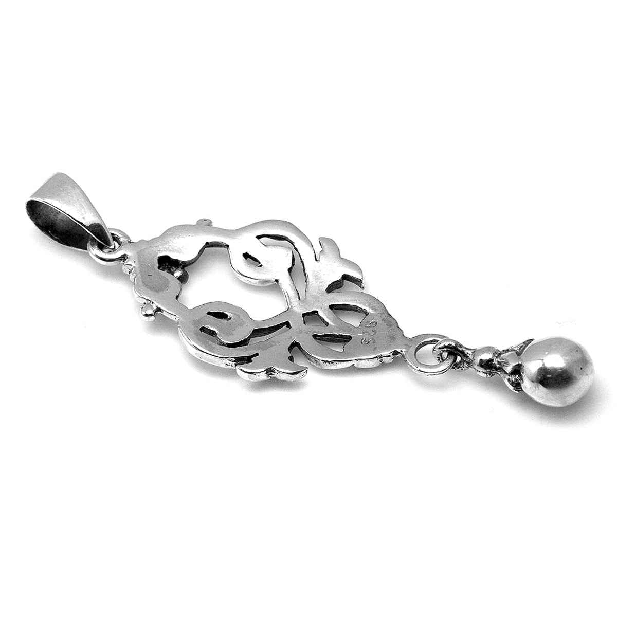 925 Sterling Silver Victorian Style Dangle Pendant with 18 Inch Chain Necklace