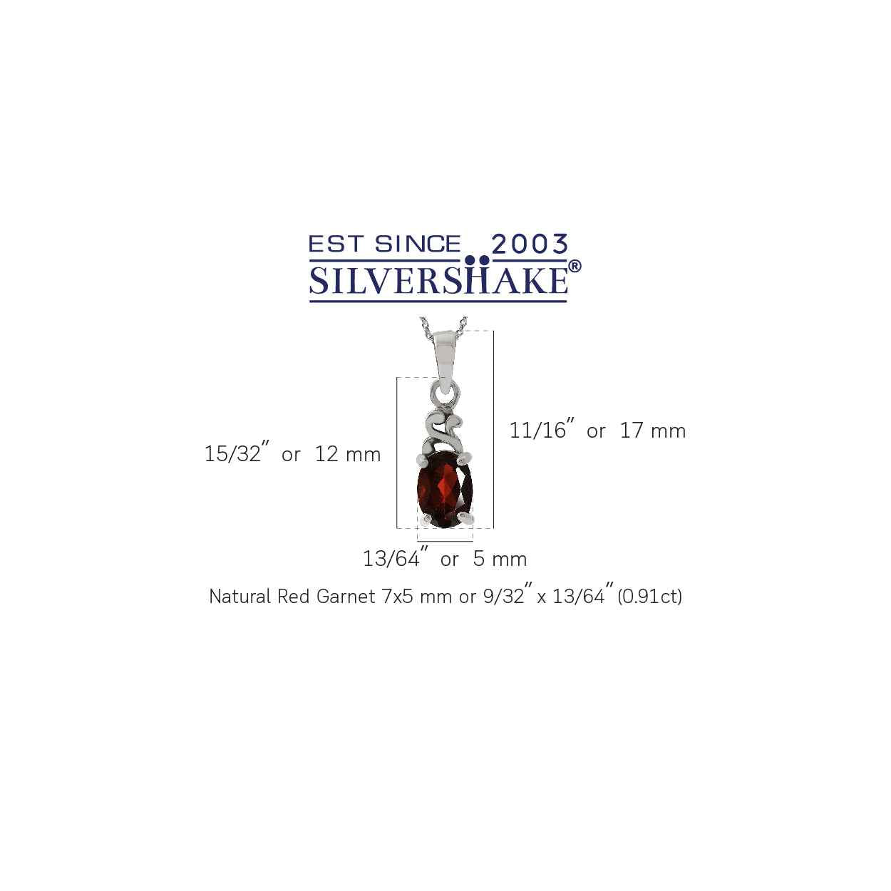 Natural Garnet 925 Sterling Silver Victorian Style Pendant with 18 Inch Chain Necklace