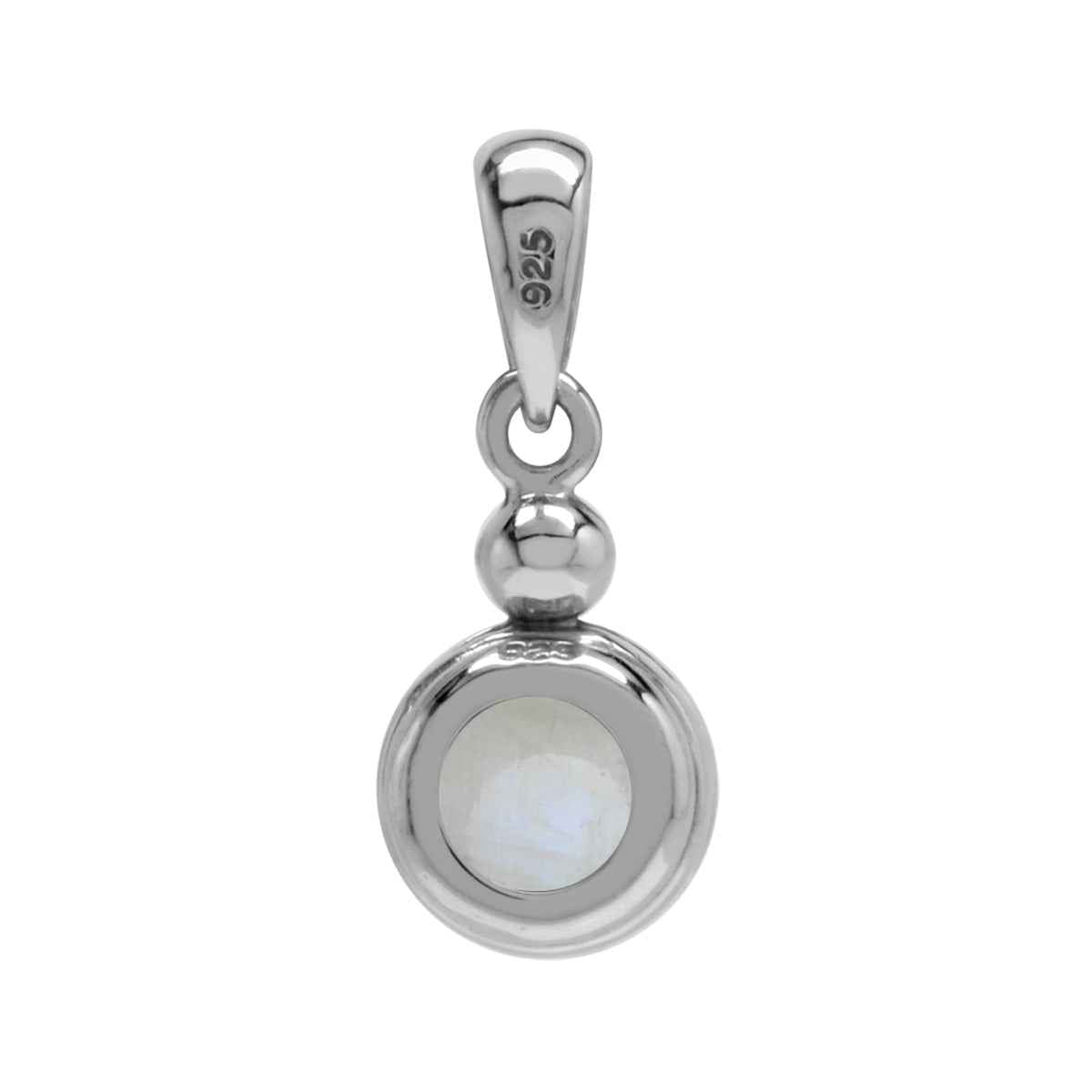 6mm Natural Moonstone 925 Sterling Silver Pendant with 18 Inch Chain Necklace
