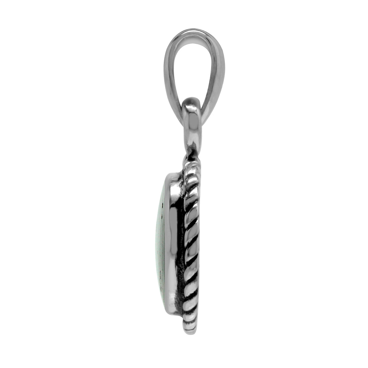 Abalone/Paua Shell Inlay 925 Sterling Silver Rope Solitaire Pendant w/ 18 Inch Chain Necklace silvershake