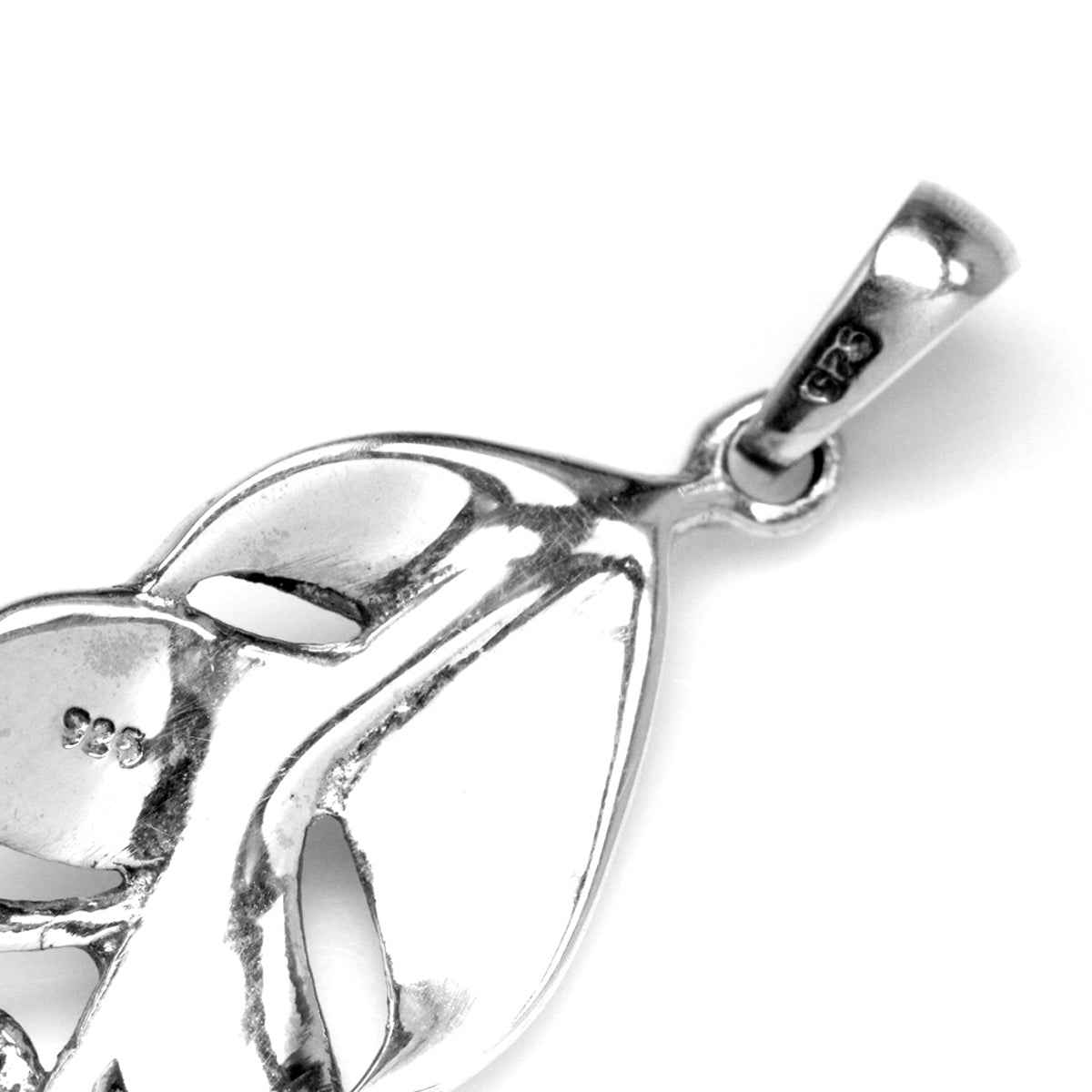 Natural Moonstone 925 Sterling Silver Feather Victorian Style Pendant with 18 Inch Chain Necklace