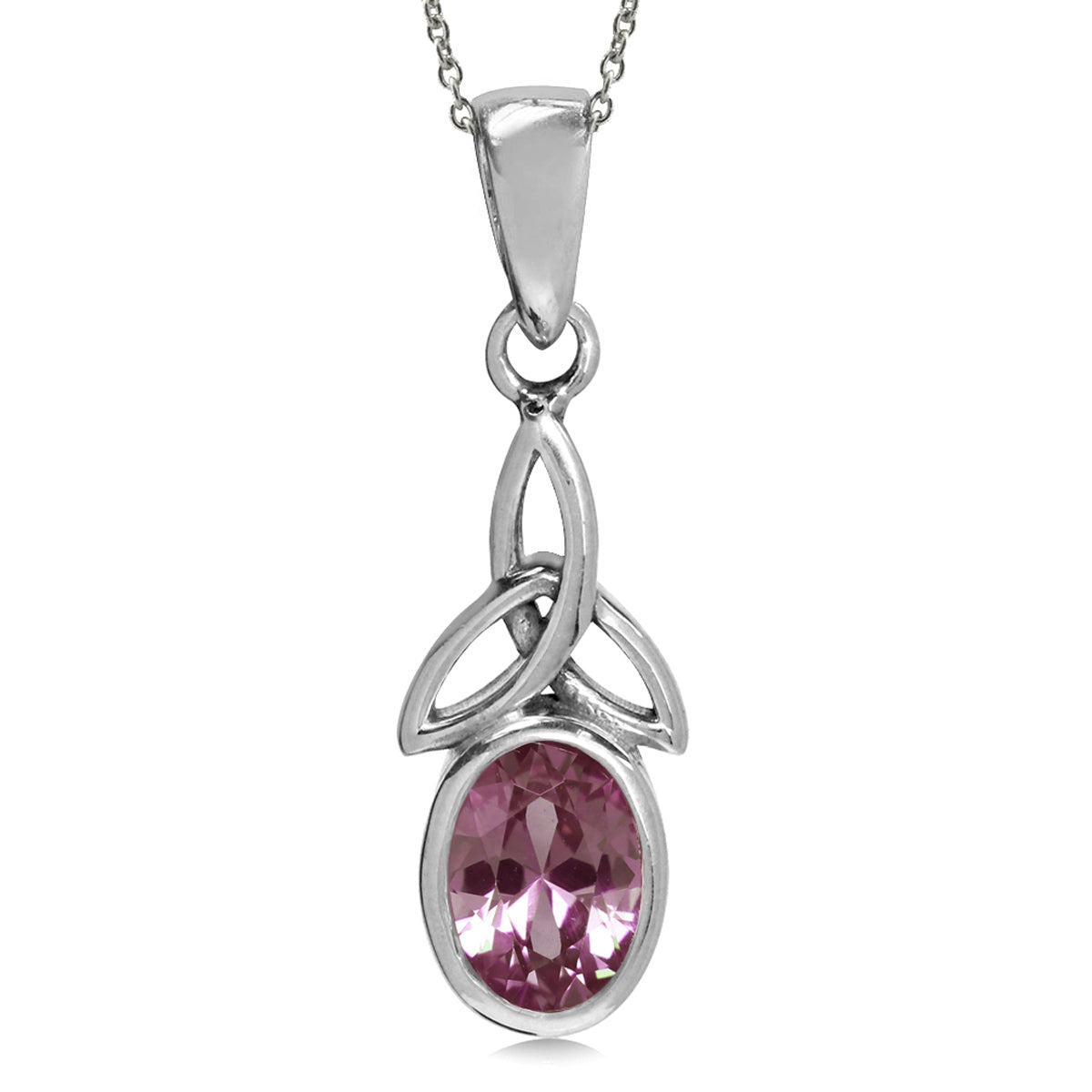 Simulated Color Change Alexandrite 925 Sterling Silver Triquetra Celtic Knot Pendant w/ 18" Necklace silvershake